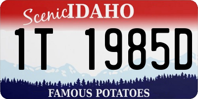 ID license plate 1T1985D