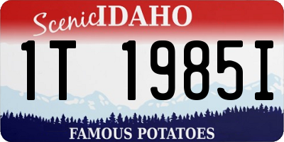 ID license plate 1T1985I