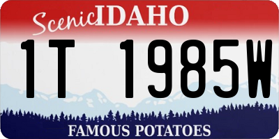 ID license plate 1T1985W