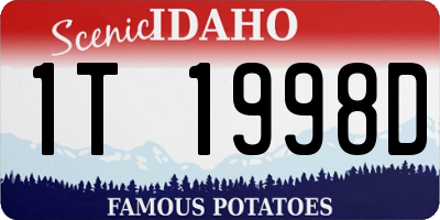 ID license plate 1T1998D