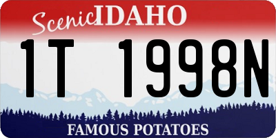 ID license plate 1T1998N