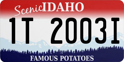 ID license plate 1T2003I