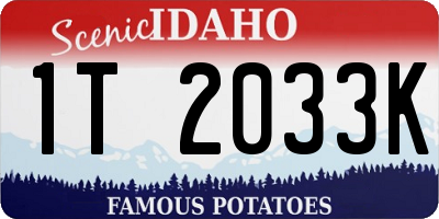ID license plate 1T2033K