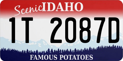 ID license plate 1T2087D