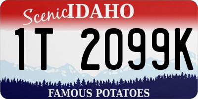 ID license plate 1T2099K