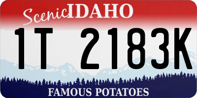 ID license plate 1T2183K