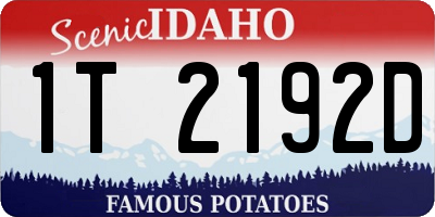 ID license plate 1T2192D