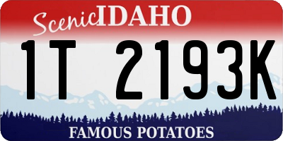 ID license plate 1T2193K