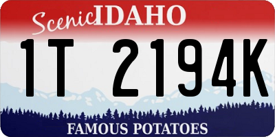 ID license plate 1T2194K