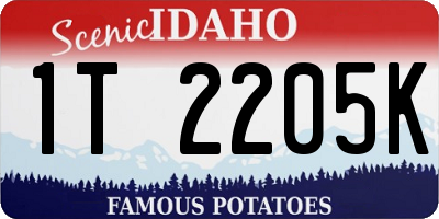 ID license plate 1T2205K