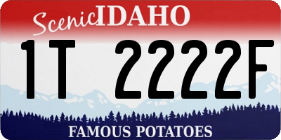 ID license plate 1T2222F