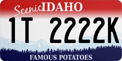 ID license plate 1T2222K
