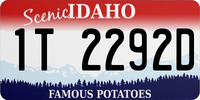 ID license plate 1T2292D