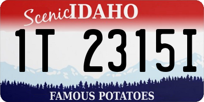 ID license plate 1T2315I
