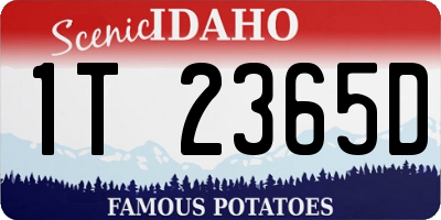 ID license plate 1T2365D