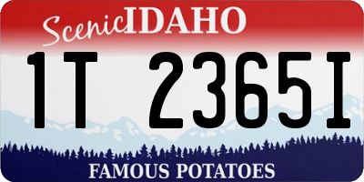 ID license plate 1T2365I