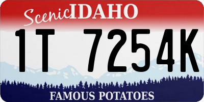 ID license plate 1T7254K