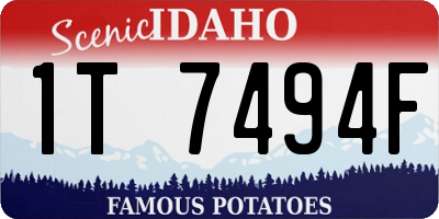ID license plate 1T7494F