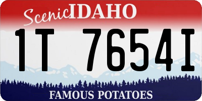 ID license plate 1T7654I