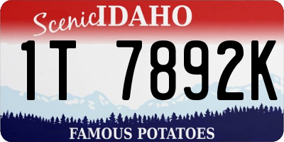 ID license plate 1T7892K