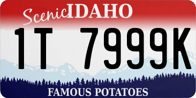 ID license plate 1T7999K