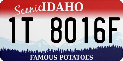 ID license plate 1T8016F