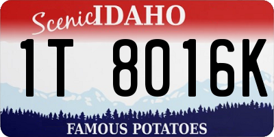 ID license plate 1T8016K