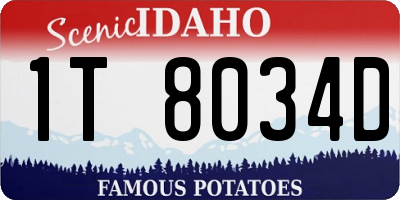 ID license plate 1T8034D