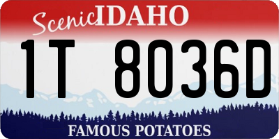 ID license plate 1T8036D