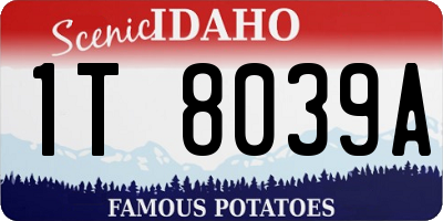 ID license plate 1T8039A
