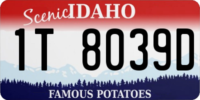 ID license plate 1T8039D