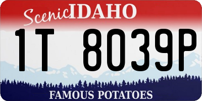 ID license plate 1T8039P
