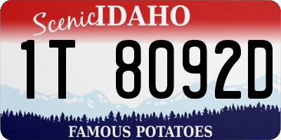 ID license plate 1T8092D