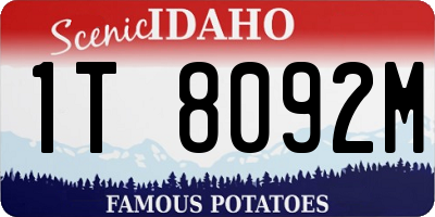 ID license plate 1T8092M