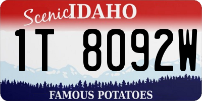 ID license plate 1T8092W