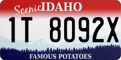 ID license plate 1T8092X