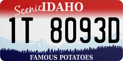 ID license plate 1T8093D