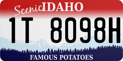ID license plate 1T8098H