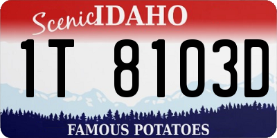 ID license plate 1T8103D