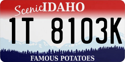 ID license plate 1T8103K