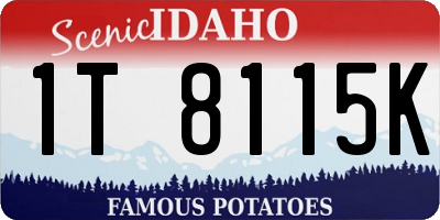 ID license plate 1T8115K