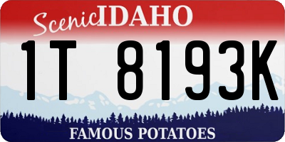 ID license plate 1T8193K