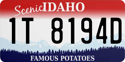 ID license plate 1T8194D