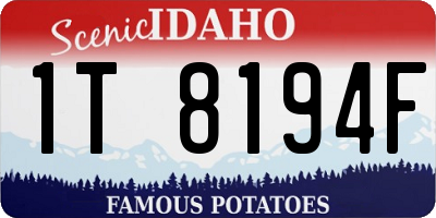 ID license plate 1T8194F