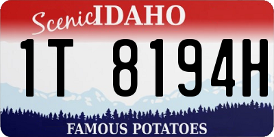 ID license plate 1T8194H