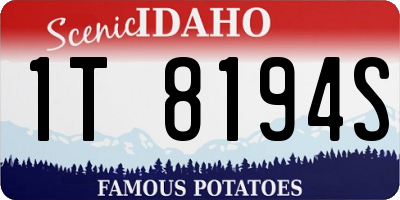 ID license plate 1T8194S