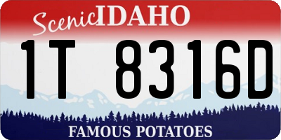 ID license plate 1T8316D