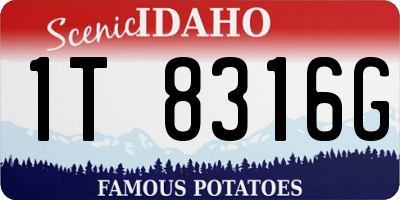 ID license plate 1T8316G