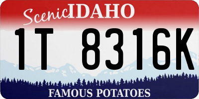 ID license plate 1T8316K