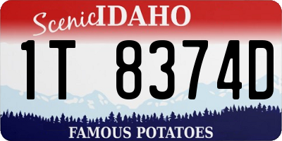 ID license plate 1T8374D